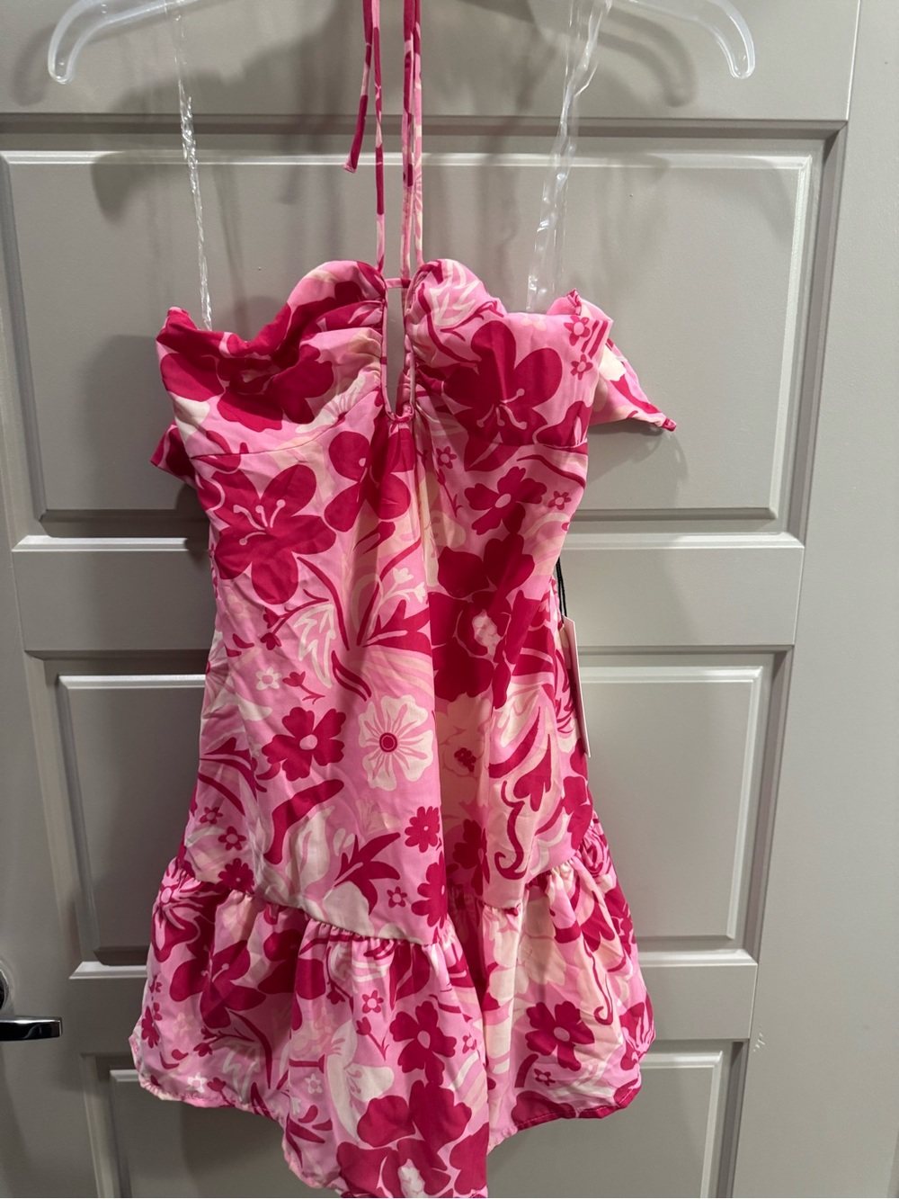 Women’s Pink Floral Halter Dress